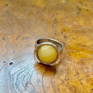 Silver ring with yellow stone